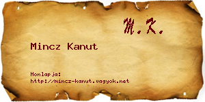 Mincz Kanut névjegykártya